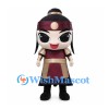Warrior Girl Mascot Costume with Burgundy Headband and Black Cape