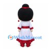 Princess Mascot Costume with Red and White Traditional Dress