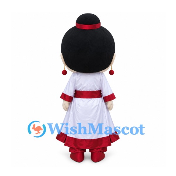 Princess Mascot Costume with Red and White Traditional Dress