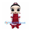 Princess Mascot Costume with Red and White Traditional Dress