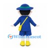 Boy Mascot Costume with Blue Hat, Uniform and Yellow Shoulder Bag