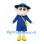 Boy Mascot Costume with Blue Hat, Uniform and Yellow Shoulder Bag