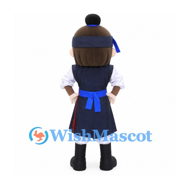 Boy Mascot Costume with Navy Traditional Robe and Blue Belt