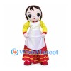Girl Mascot Costume with Yellow Blouse, Red Skirt and White Apron