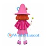 Witch Mascot Costume with Pink Pointed Hat and Matching Cape