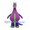 Dragon Mascot Costume in Purple with Green Spines and Stitched Details