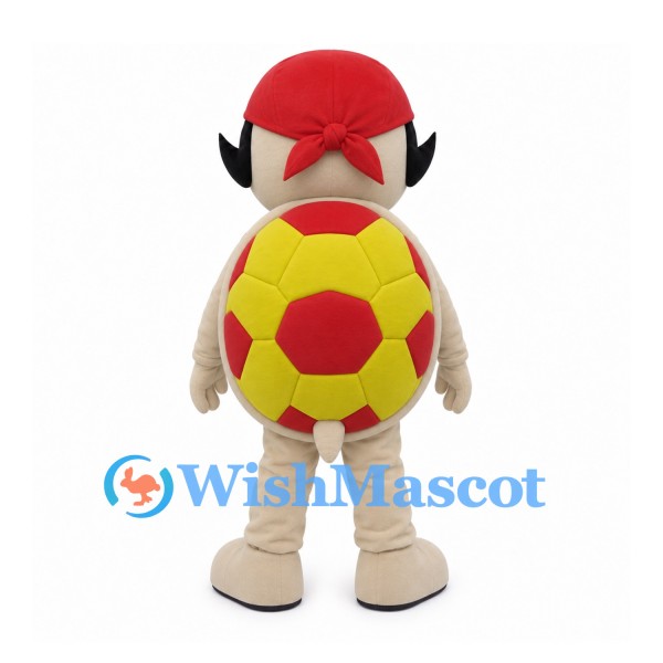 Turtle Mascot Costume with Red Bandana and Yellow Shell