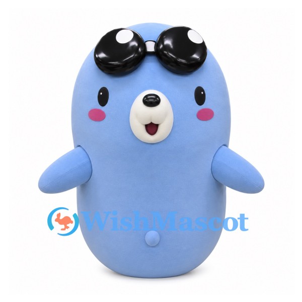 Seal Mascot Costume in Blue with Black Sunglasses