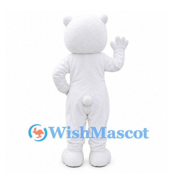 Polar Bear Mascot Costume in White with Round Ears