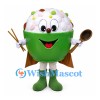 Rice Bowl Mascot Costume in Green with Spoon and Chopsticks