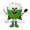 Rice Bowl Mascot Costume in Green with Spoon and Chopsticks