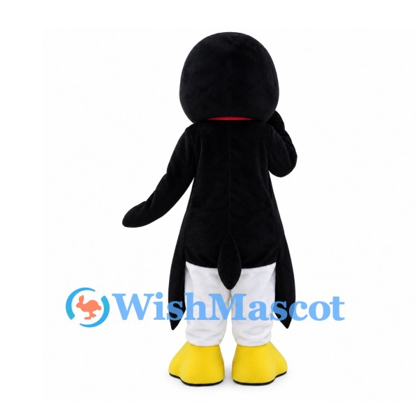 Penguin Mascot Costume in Black and White with Red Bow Tie