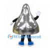 Chocolate Drop Mascot Costume with Silver Wrapper