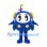 Helicopter Mascot Costume in Blue with Yellow Headphones