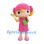 Girl Mascot Costume with Pink Hat, Dress and Green Shoulder Bag