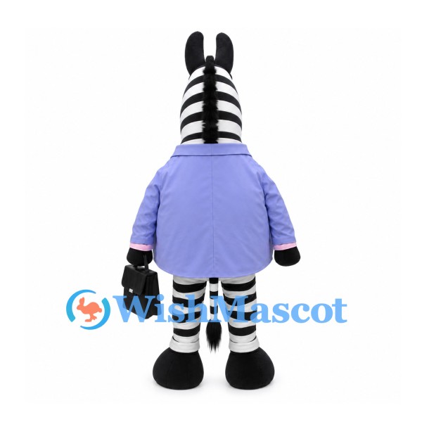 Zebra Mascot Costume with Lavender Shirt