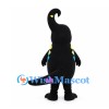 Alien Mascot Costume in Black with Curved Head and Pink Markings
