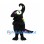 Alien Mascot Costume in Black with Curved Head and Pink Markings