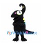 Alien Mascot Costume in Black with Curved Head and Pink Markings