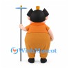 Sumo Mascot Costume with Orange Cape and Spinning Plate Props