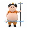 Sumo Mascot Costume with Orange Cape and Spinning Plate Props