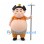 Sumo Mascot Costume with Orange Cape and Spinning Plate Props