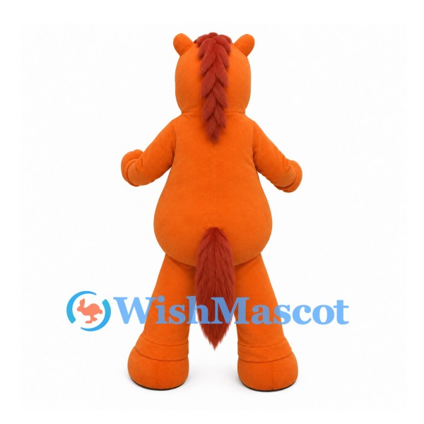 Horse Mascot Costume in Orange with Red Mane and Tail