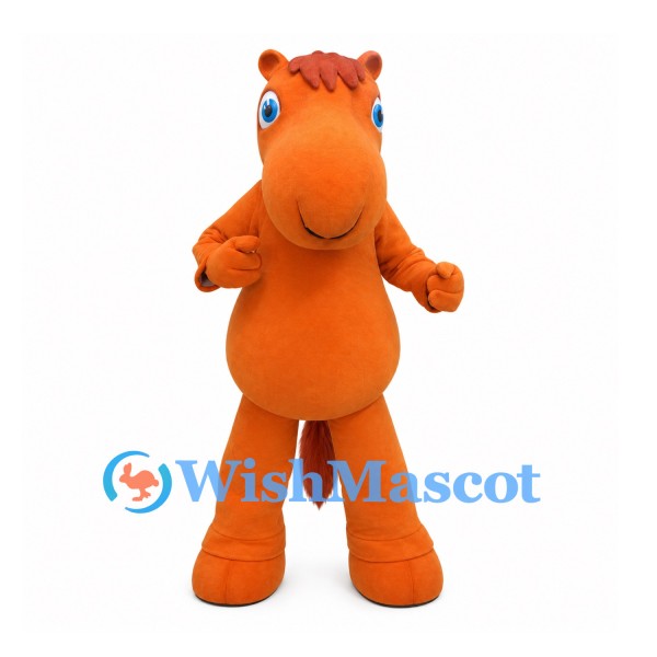 Horse Mascot Costume in Orange with Red Mane and Tail