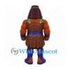 Warrior Mascot Costume with Brown Armor and Blue Boots