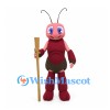 Cricket Mascot Costume in Burgundy with Long Antennae
