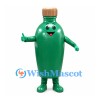 Bottle Mascot Costume in Green with Gold Cap