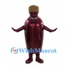 Bottle Mascot Costume in Burgundy with Gold Cap