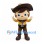 Cowboy Boy Mascot Costume with Brown Hat and Yellow Shirt