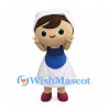 Girl Mascot Costume with White Bonnet and Blue Apron