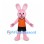 Rabbit Mascot Costume in Pink with Orange Shirt and Black Shorts