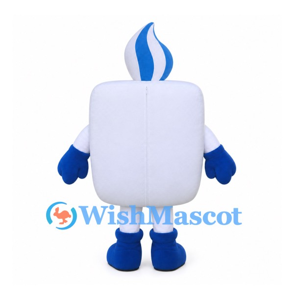 Candle Mascot Costume in White with Blue Flame