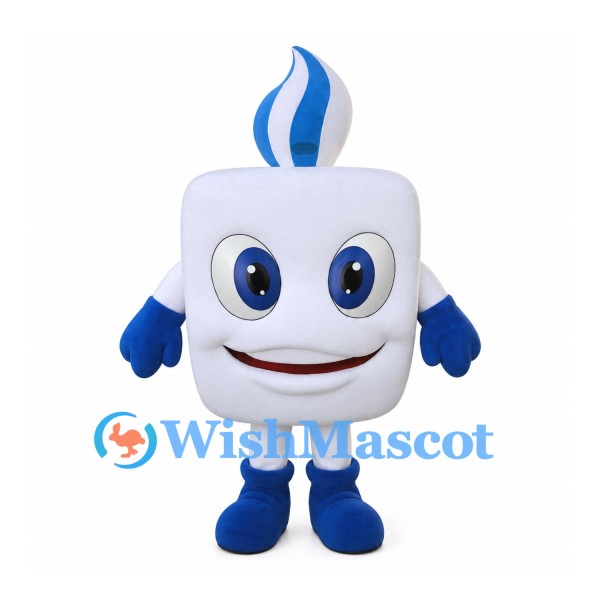 Candle Mascot Costume in White with Blue Flame