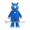 Rhino Mascot Costume in Blue with Orange Superhero Cape