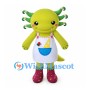 Axolotl Mascot Costume in Green with White Floral Apron