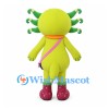 Axolotl Mascot Costume in Green with Pink Shoulder Bag