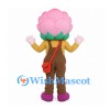 Flower Mascot Costume with Pink Petals and Brown Overalls