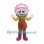 Flower Mascot Costume with Pink Petals and Brown Overalls