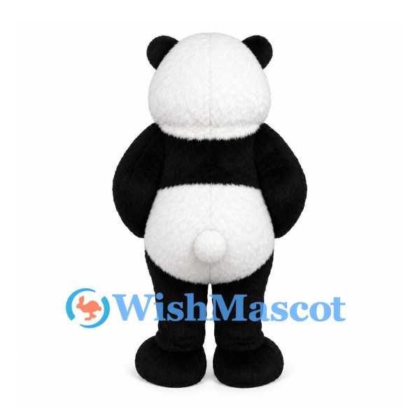 Panda Mascot Costume in Black and White with Round Body