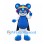 Bear Mascot Costume in Blue with Eye Mask and Black Cape