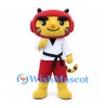 Tiger Mascot Costume with Red Headguard and White Martial Arts Shirt