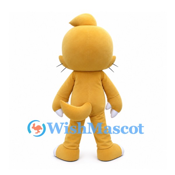 Cat Mascot Costume in Yellow with White Belly and Large Paws