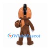 Dinosaur Mascot Costume in Brown with Orange Helmet