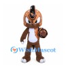 Dinosaur Mascot Costume in Brown with Orange Helmet