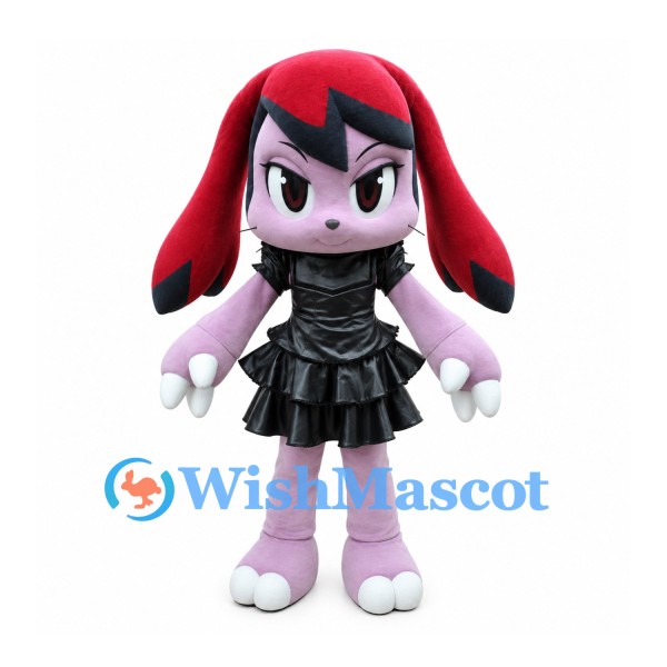 Rabbit Mascot Costume with Red Hair and Black Dress