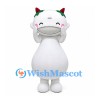 White Monster Mascot Costume with Green Hair Bows and Pear-Shaped Body